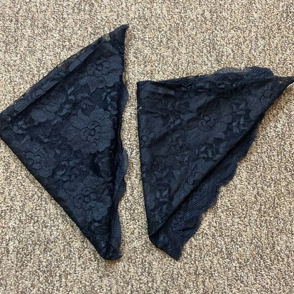 N. Arellano Vintage Set 2 Elegant Black Lace Accessories Set Bandannas - Picture 2 of 11